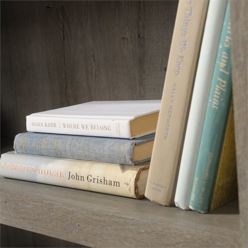 Sauder Misc Storage Contemporary 3-Shelf Wood Bookcase in Mystic oak