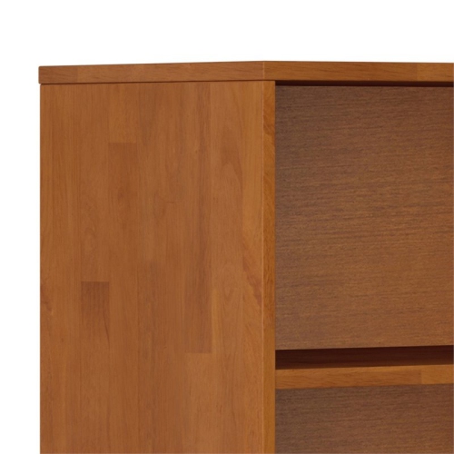 Simpli Home Harper Solid Hardood 60 " x 24 " Mid-Century Modern Bookcase with Storage in Teak Brown