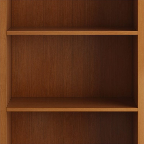 Simpli Home Amherst 5 Shelf Solid Wood Bookcase in Light Golden Brown