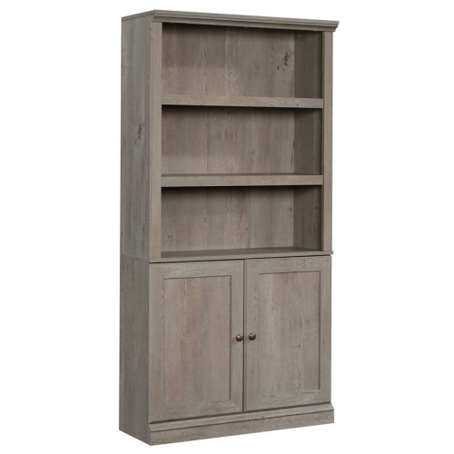 Sauder Misc Storage 3-Shelf 2-Door Tall Wood Bookcase in Mystic Oak