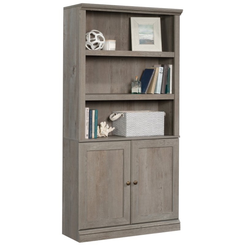 Sauder Misc Storage 3-Shelf 2-Door Tall Wood Bookcase in Mystic Oak