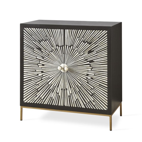 STEVE SILVER COMPANY  Steve Silver Amika And Ivory 2-Door Sunburst Wood Accent Cabinet In Black