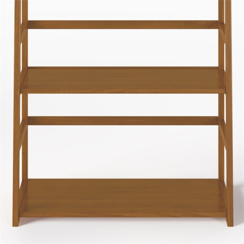 Simpli Home Acadian Wood 63" x 30" Transitional Ladder Shelf Bookcase in Light Golden Brown