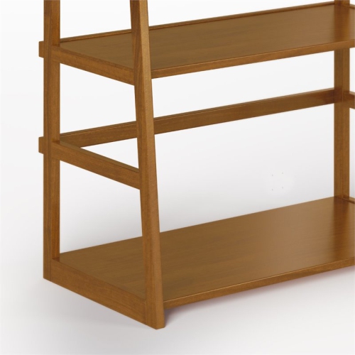 Simpli Home Acadian Wood 63" x 30" Transitional Ladder Shelf Bookcase in Light Golden Brown