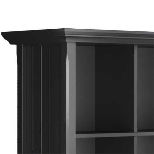 Simpli Home Acadian Solid Wood 48 " x 57 " Transitional 12 Cube Storage in Black