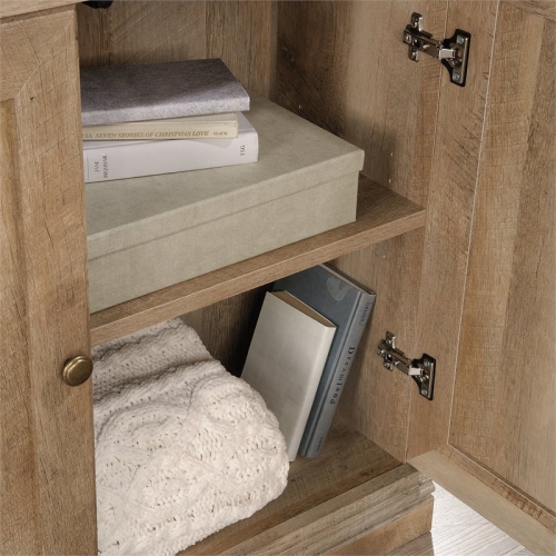 Sauder Misc Storage 3-Shelf 2-Door Tall Wood Bookcase in Lintel Oak