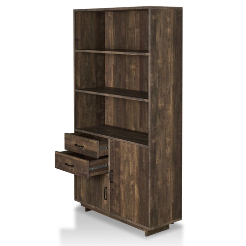 FURNITURE OF AMERICA  Berto Farmhouse Wood 3-Shelf Bookcase In Reclaimed Oak