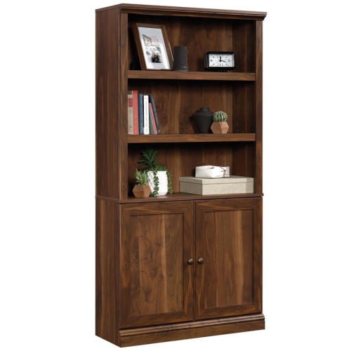 Sauder Misc Storage Engineered Wood Tall Wood Bookcase in Grand Walnut