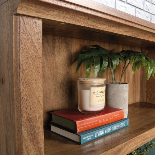 Sauder Misc Storage 3-Shelf 2-Door Tall Wood Bookcase in Sindoori Mango Beige