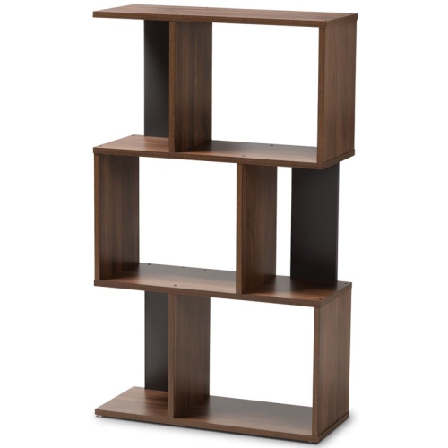 BOWERY HILL  3 Shelf Display Bookcase In And Dark Grey In Brown