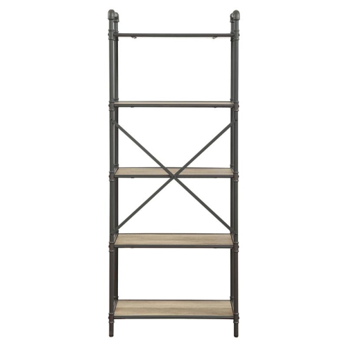 ACME Itzel 5 Wooden Tiers Rectangular Bookshelf in Antique Oak and Sandy Gray