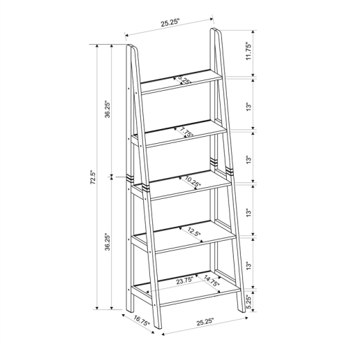 Linon Archdale Wood Ladder Bookshelf in White