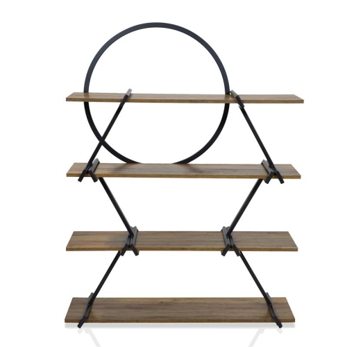 Furniture of America Burks Industrial Metal 4-Layer Bookcase in Matte Black