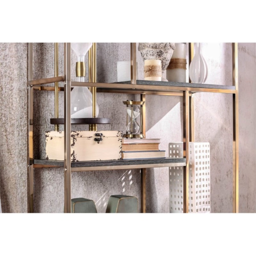 Furniture of America Jan Contemporary Metal 6-Shelf Bookcase in Gold Champagne