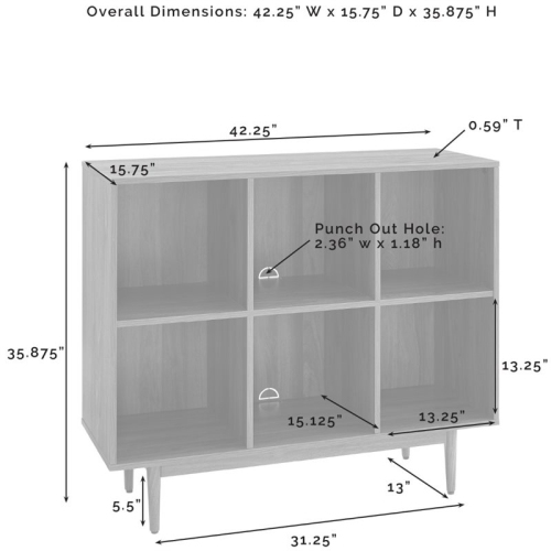 Crosley Liam 6 Cubby Wooden Bookcase in Black