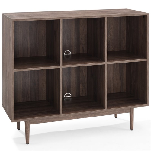 Crosley Liam 6 Cubby Wooden Bookcase in Walnut