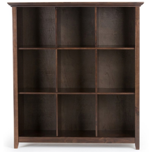 Simpli Home Acadian Wood Transitional 9 Cube Bookcase and Unit in Brunette Brown