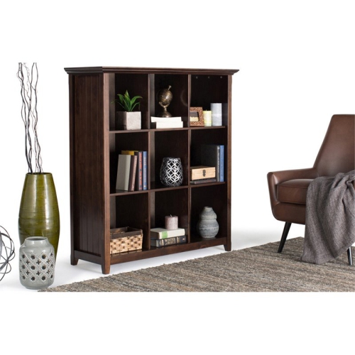 Simpli Home Acadian Wood Transitional 9 Cube Bookcase and Unit in Brunette Brown