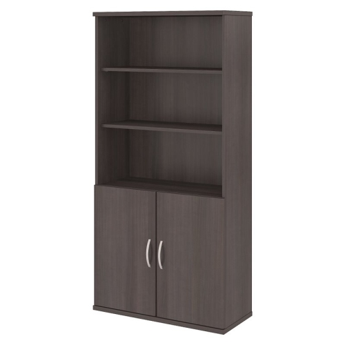 BOWERY HILL  Contemporary Wood 5 Shelf Bookcase In Storm In Gray