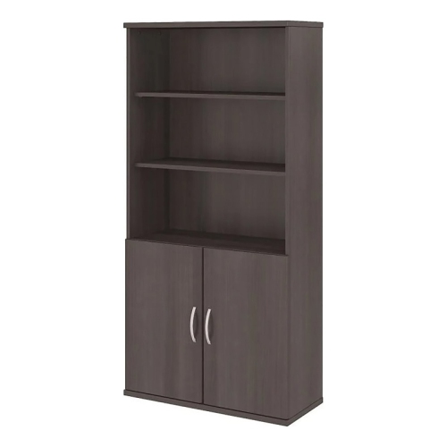 Bowery Hill Contemporary Wood 5 Shelf Bookcase in Storm Gray