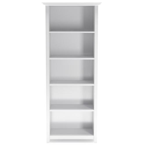 Simpli Home Amherst Solid Wood 70" Tall 5-Shelf Bookcase in White