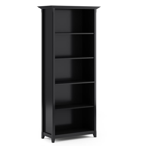 Simpli Home Amherst Solid Wood 70" Tall 5-Shelf Bookcase in Black