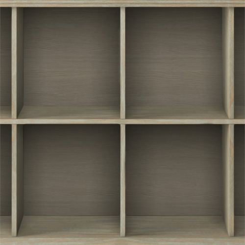 Simpli Home Acadian Wood 33" x 57" Transitional 8 Cube Sofa Table in Gray