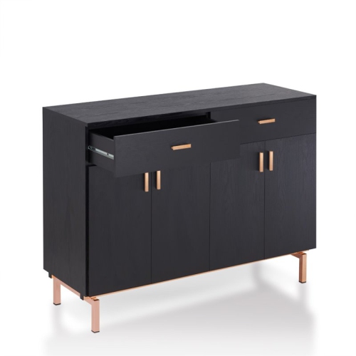 Furniture of America Coloma Wood 2-Drawer Buffet Server in Black and Rose Gold