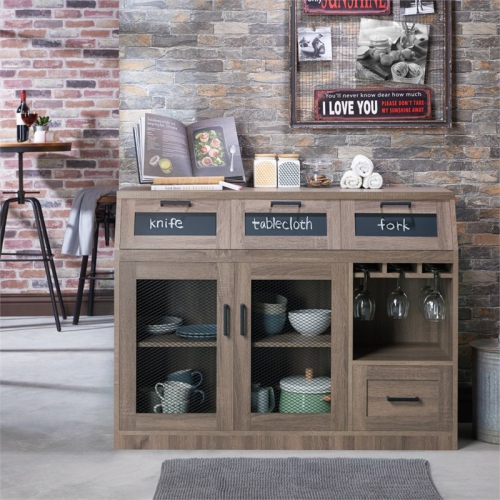 Furniture of America Coffman Wood Wine Storage Buffet in Chestnut Brown