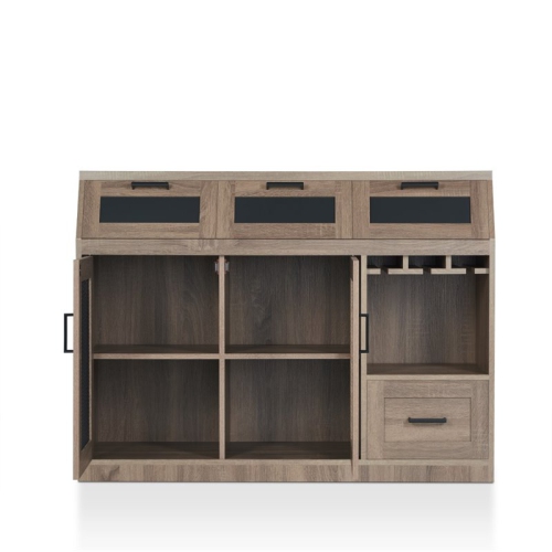 Furniture of America Coffman Wood Wine Storage Buffet in Chestnut Brown