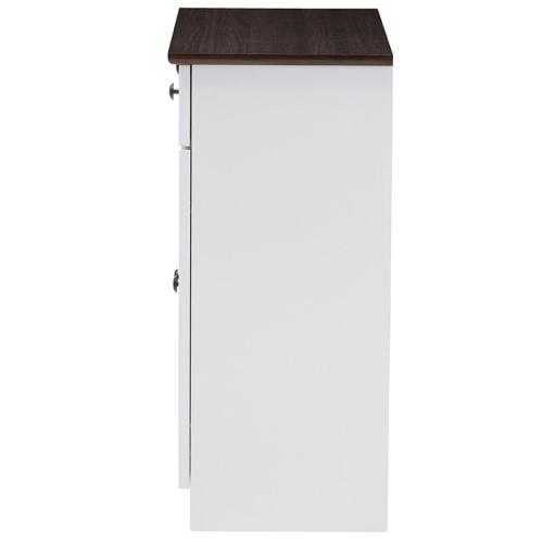 Baxton Studio Lauren Server in White and Dark Brown