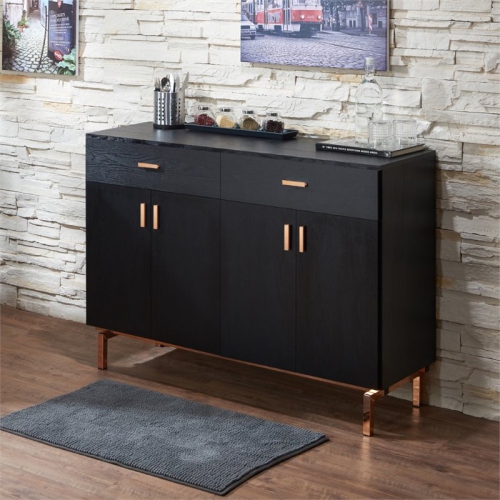 Bowery Hill Modern 2 Drawer Wood Buffet Table in Black