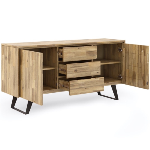 Simpli Home Lowry Solid Acacia Wood Sideboard Buffet in Golden Wheat