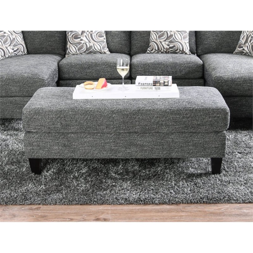Furniture of America Burcham Transitional Chenille Upholstered Ottoman in Gray