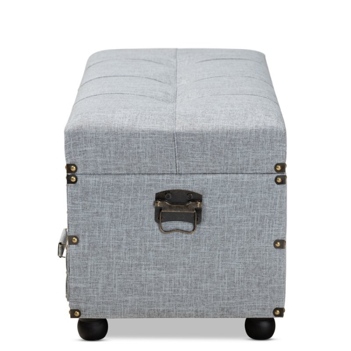 Baxton Studio Flynn Grey Upholstered 2-Drawer Storage Trunk Ottoman