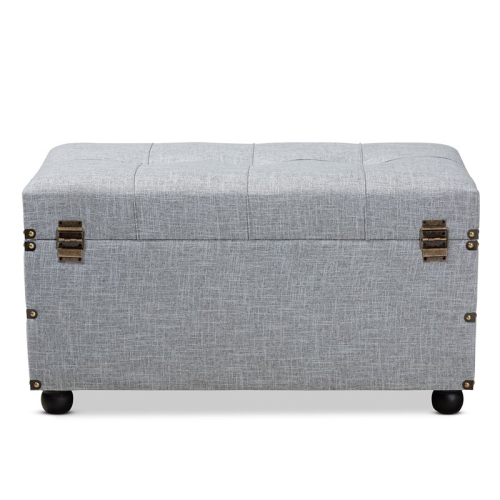 Baxton Studio Flynn Grey Upholstered 2-Drawer Storage Trunk Ottoman