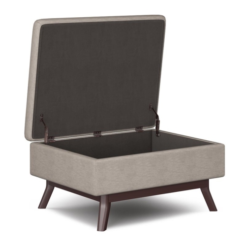 Simpli Home Owen 34" Linen Look Fabric Coffee Table Ottoman in Natural