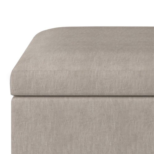 Simpli Home Owen 34" Linen Look Fabric Coffee Table Ottoman in Natural