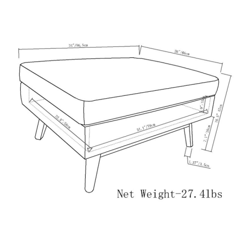 Simpli Home Owen 34" Linen Look Fabric Coffee Table Ottoman in Natural