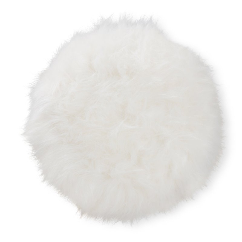 Baxton Studio Leonie Faux Fur Upholstered Gold Finish Metal Ottoman in White