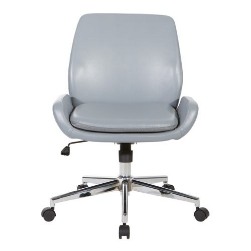 Charcoal Gray Faux Leather Chair with Chrome Finish Base