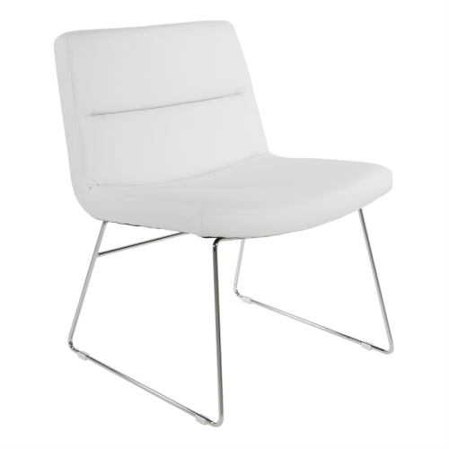 OFFICE STAR  Thompson Chair In Faux Leather With Chrome Sled Base In White