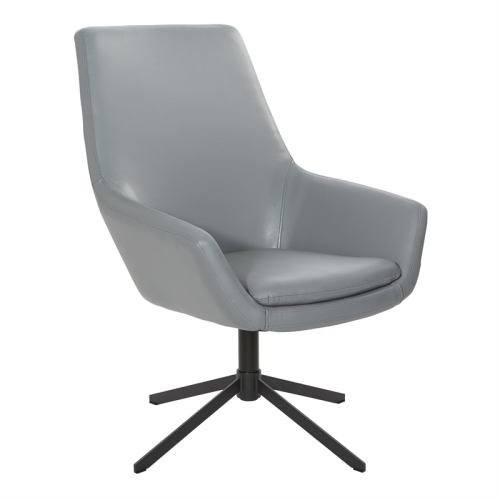 OFFICE STAR  Tubby Chair In Charcoal Gray Faux Leather With Base In Black