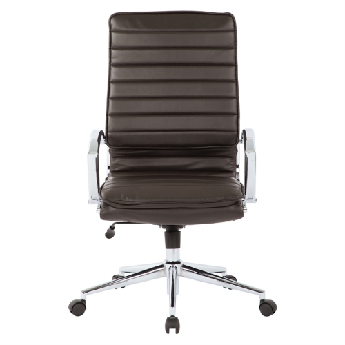 High Back Manager's Faux Leather Chair in Espresso with Chrome Base