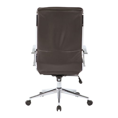High Back Manager's Faux Leather Chair in Espresso with Chrome Base