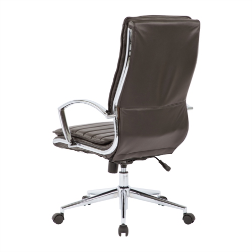 High Back Manager's Faux Leather Chair in Espresso with Chrome Base