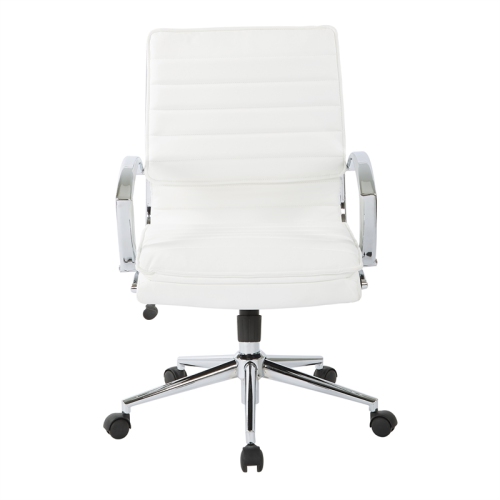 Fauteuil de direction en similicuir blanc à dossier mi-hauteur avec base chromée