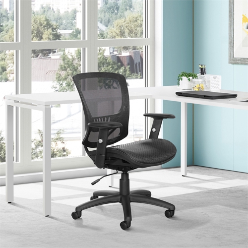 Manager's Chair Mesh Screen Seat and Back in Black Fabric