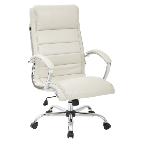 Executive Chair with Thick Padded Cream Faux Leather Seat