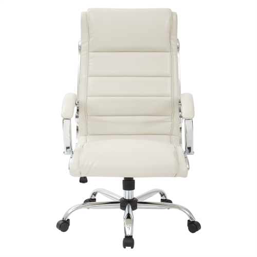 Executive Chair with Thick Padded Cream Faux Leather Seat